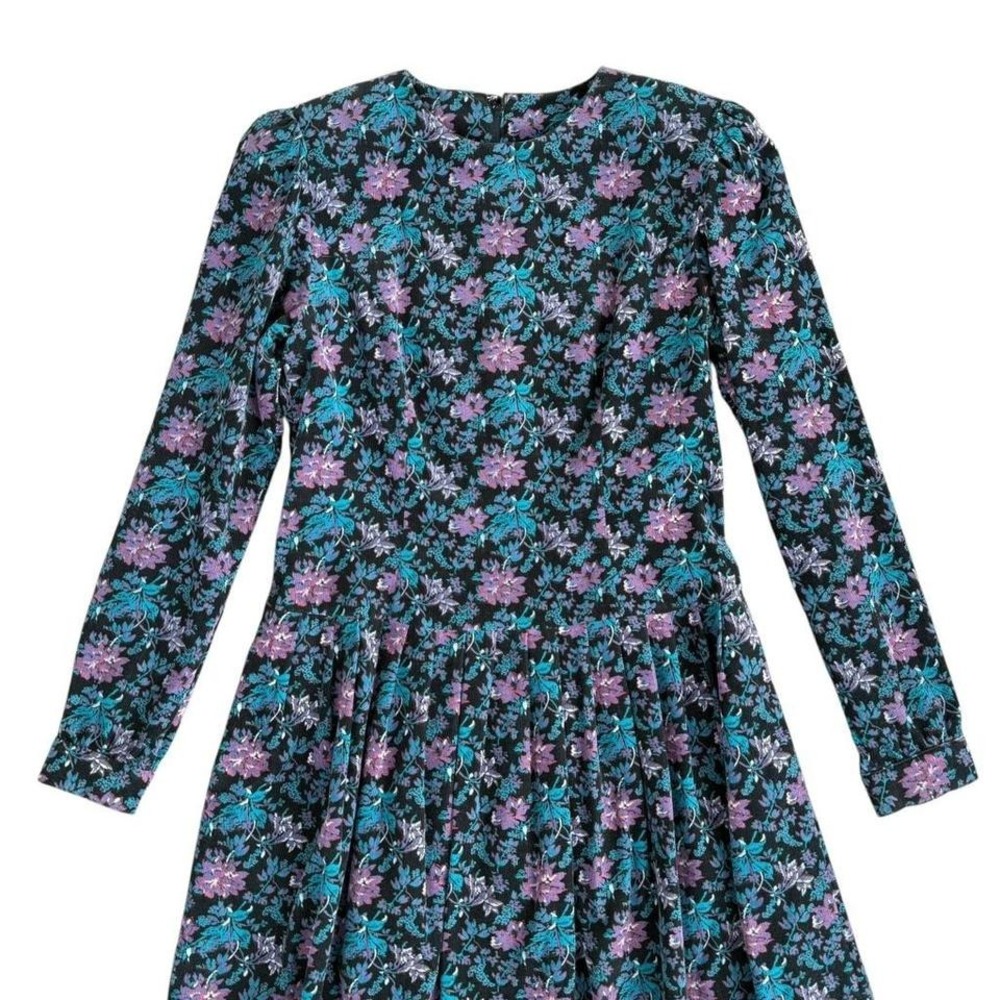 Lanz of Salzburg Vintage Floral Corduroy Dress Made USA 70s 80s Womens 6 - Picture 3 of 7